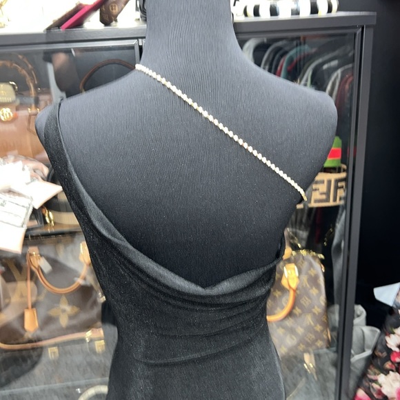 NWT: JLUXLABEL Black Thea Rhinestone Strap Bodysuit - Picture 3 of 4